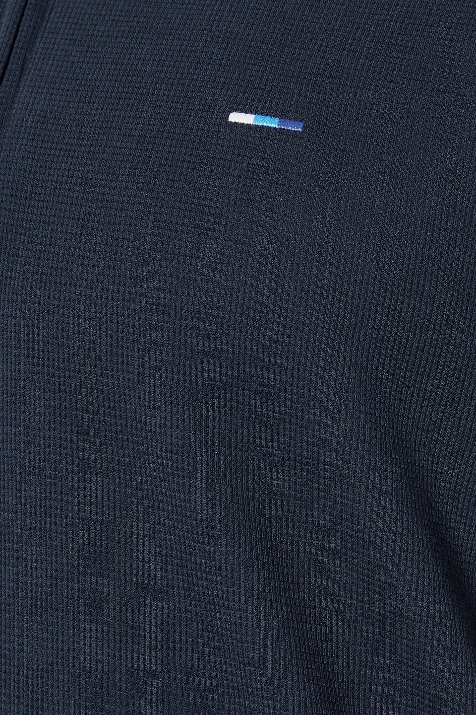BadRhino Navy Blue Waffle Texture Zip Polo Shirt