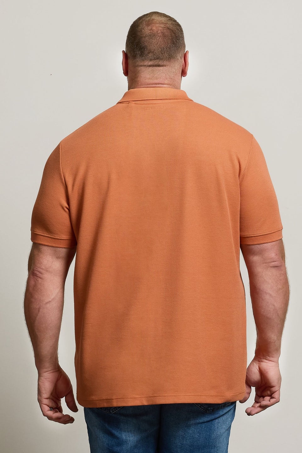 BadRhino Big & Tall Orange Waffle Texture Zip Polo Shirt