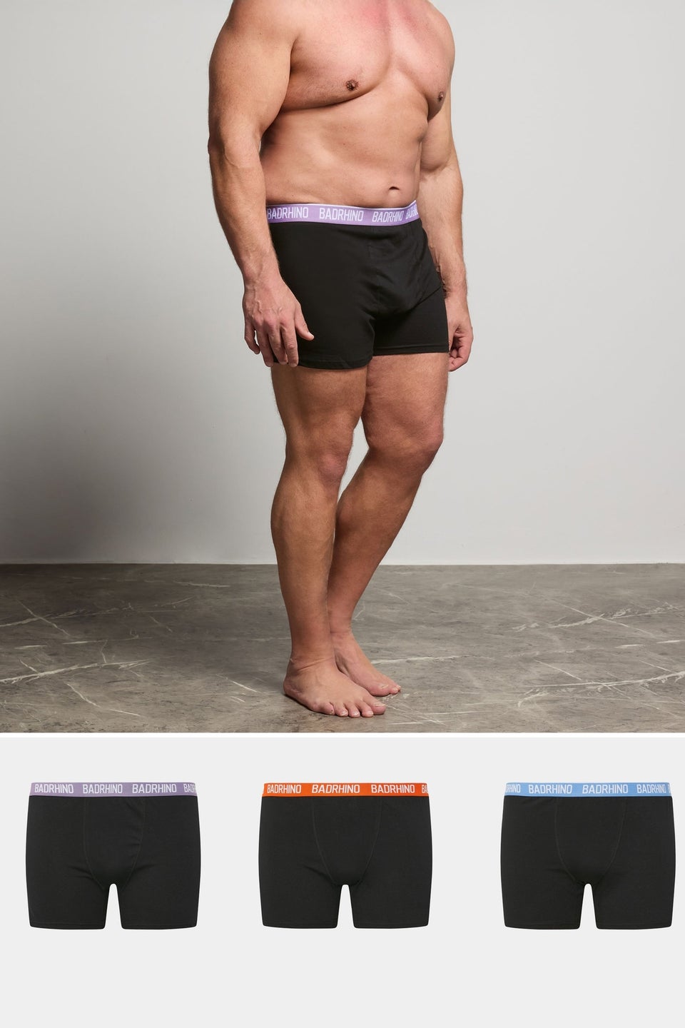 BadRhino Big & Tall 3 PACK Black Boxers