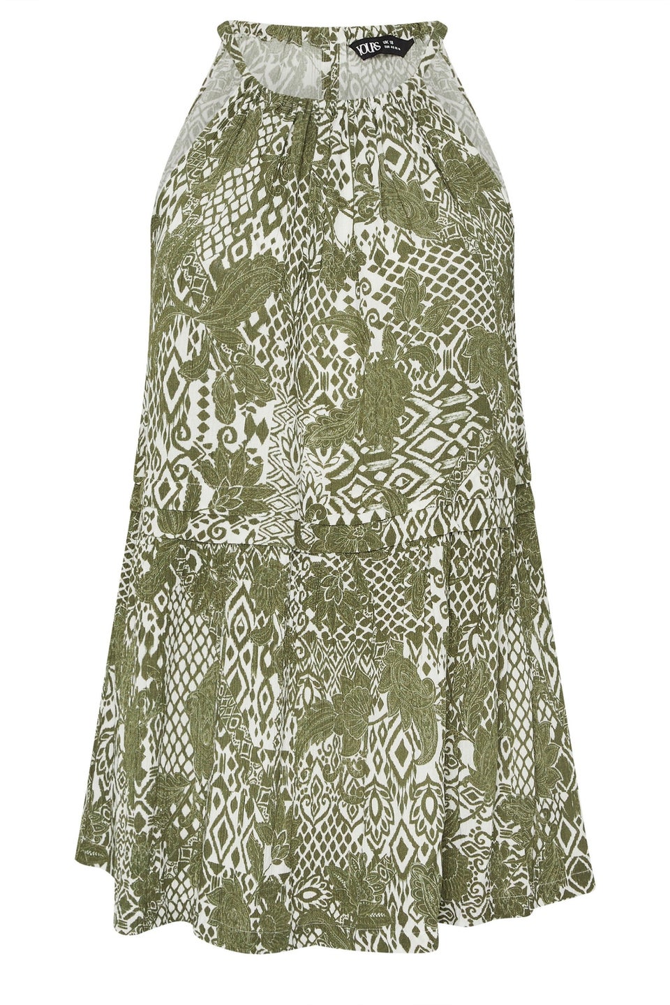 Yours Curve Green Ikat Print Halter Neck Top