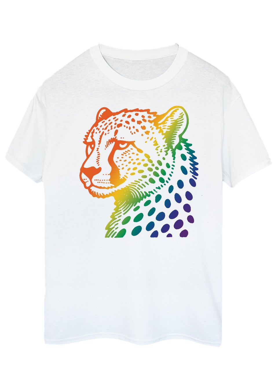 Brands In Leopard Pride White Boyfriend Fit Graphic T-Shirt