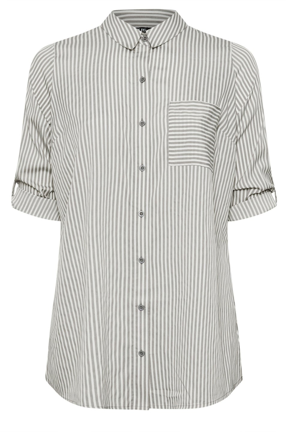 YOURS Curve White Stripe Print Boyfriend Shirt