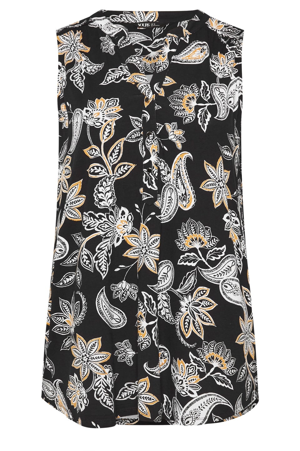 Yours Curve Black Paisley Sleeveless Blouse