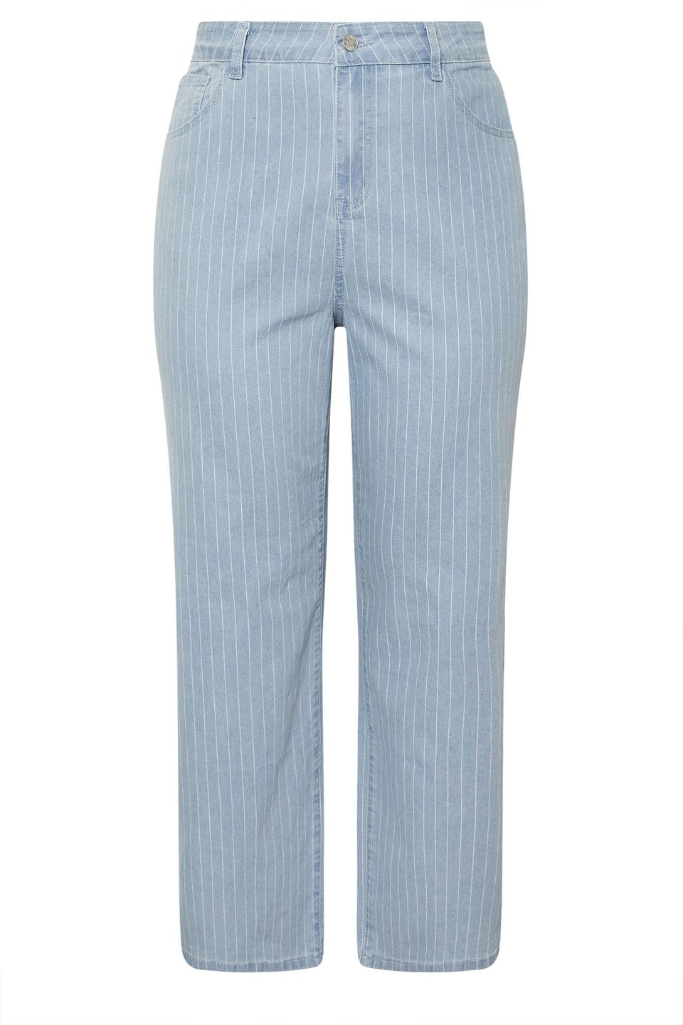 LIMITED COLLECTION Curve Light Blue Pinstripe Wide Leg Jeans