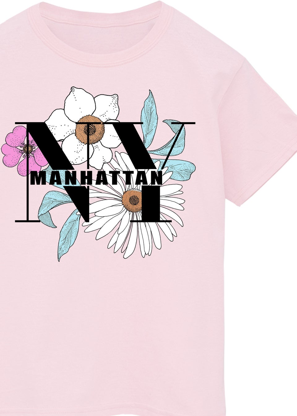 Brands In NY Manhattan Flowers Kids Light Pink Graphic T-Shirt (3-13 Years)