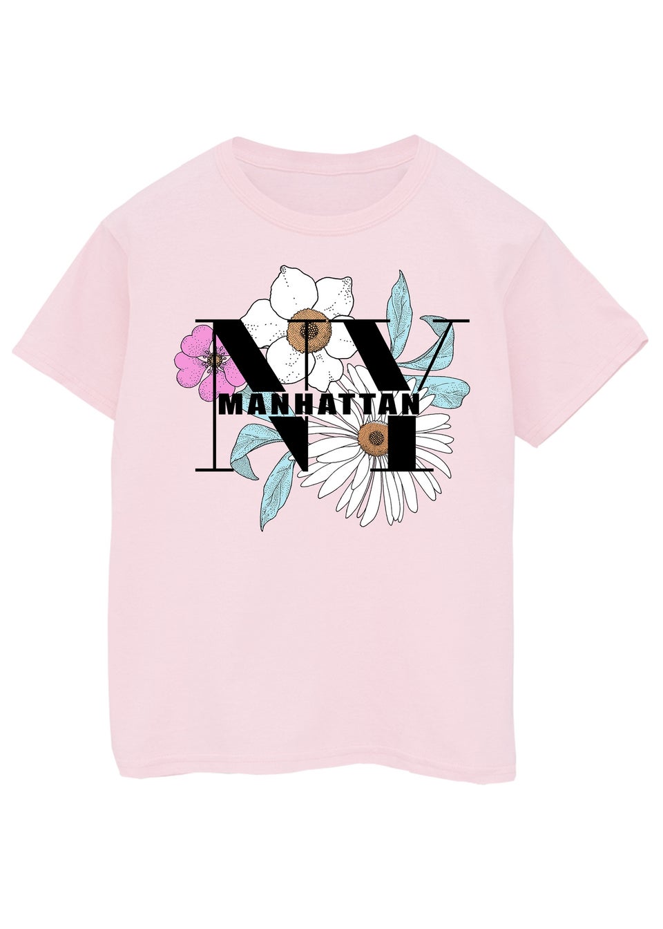 Brands In NY Manhattan Flowers Kids Light Pink Graphic T-Shirt (3-13 Years)