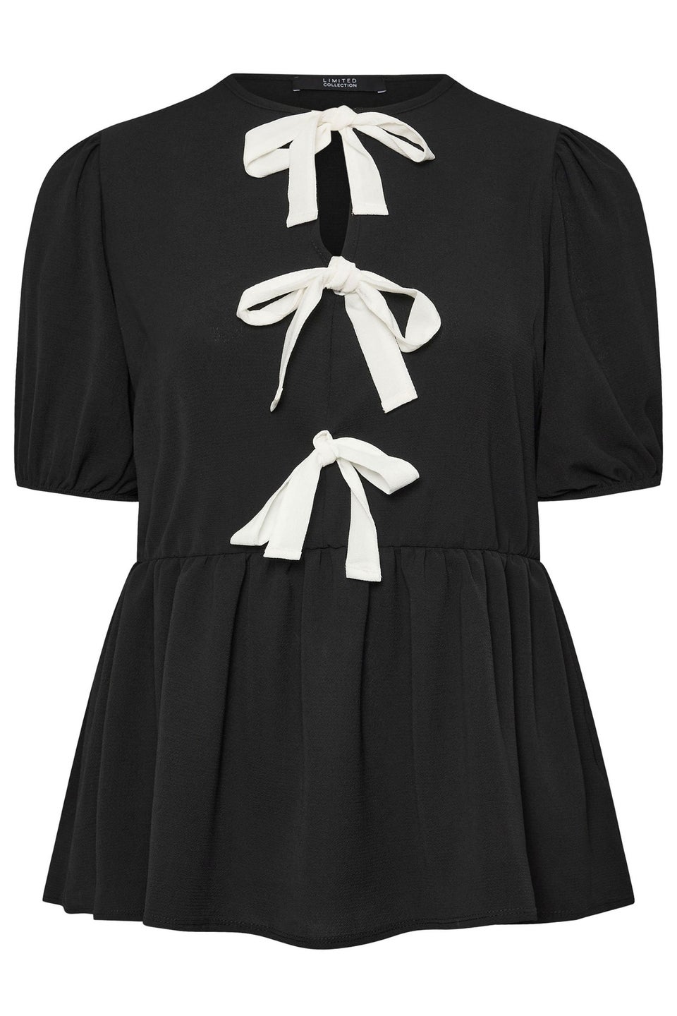 LIMITED COLLECTION Curve Black Bow Tie Front Top