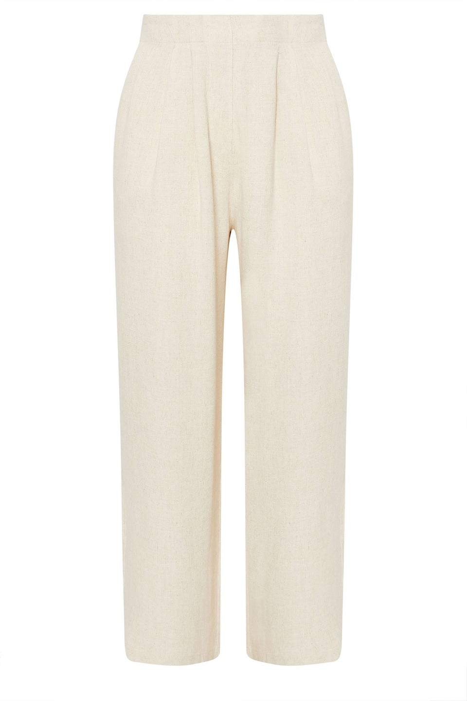 Yours Curve Natural Brown Pleat Front Linen Trousers