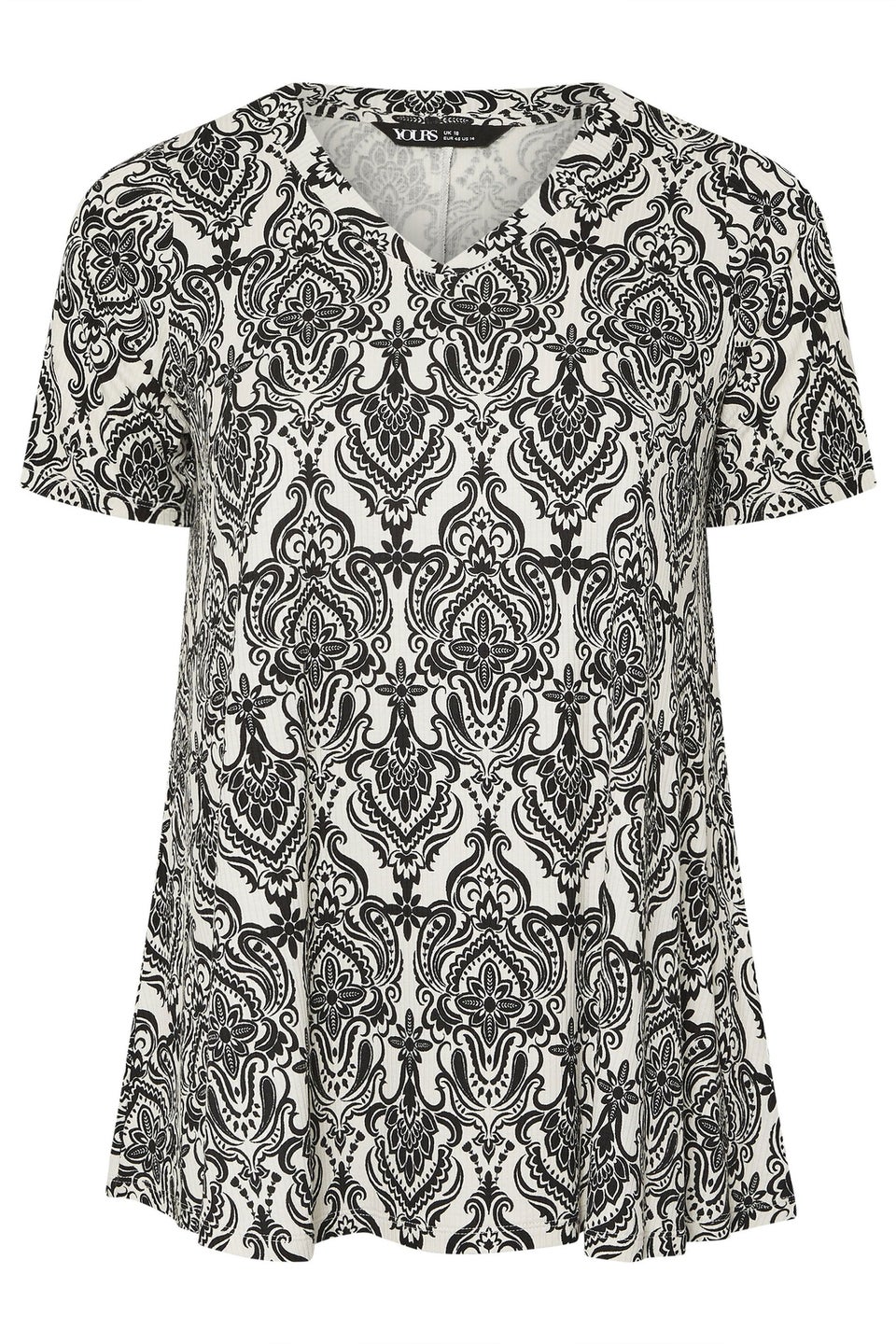 Yours Curve White Paisley Print Swing Top