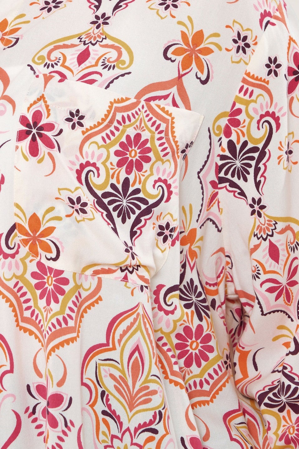 YOURS Curve White Paisley Print Longline Shirt