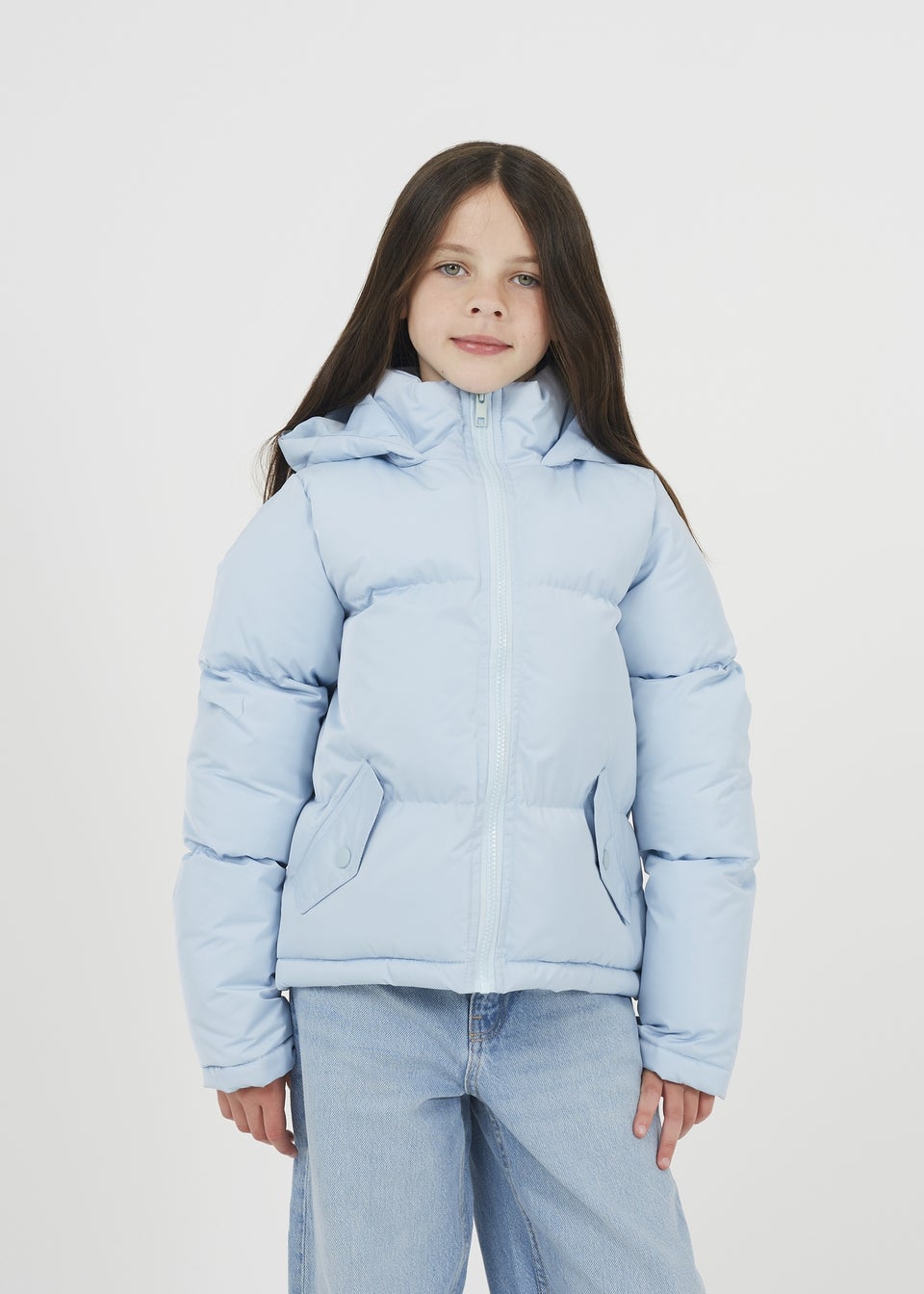 Brave Soul Pale Blue Hooded Puffer Jacket (7-13 yrs)