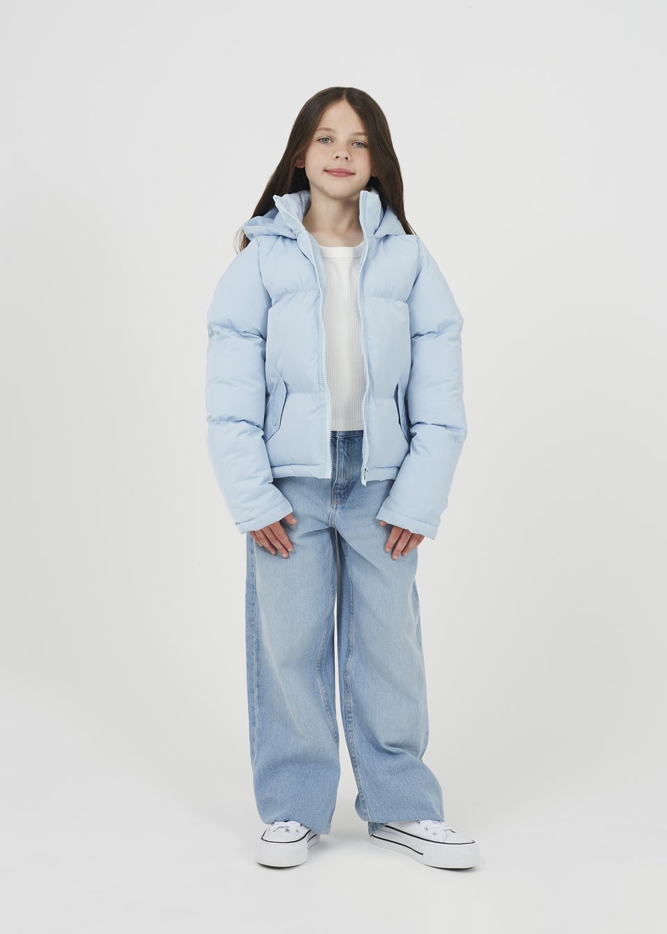 Brave Soul Pale Blue Hooded Puffer Jacket (7-13 yrs)