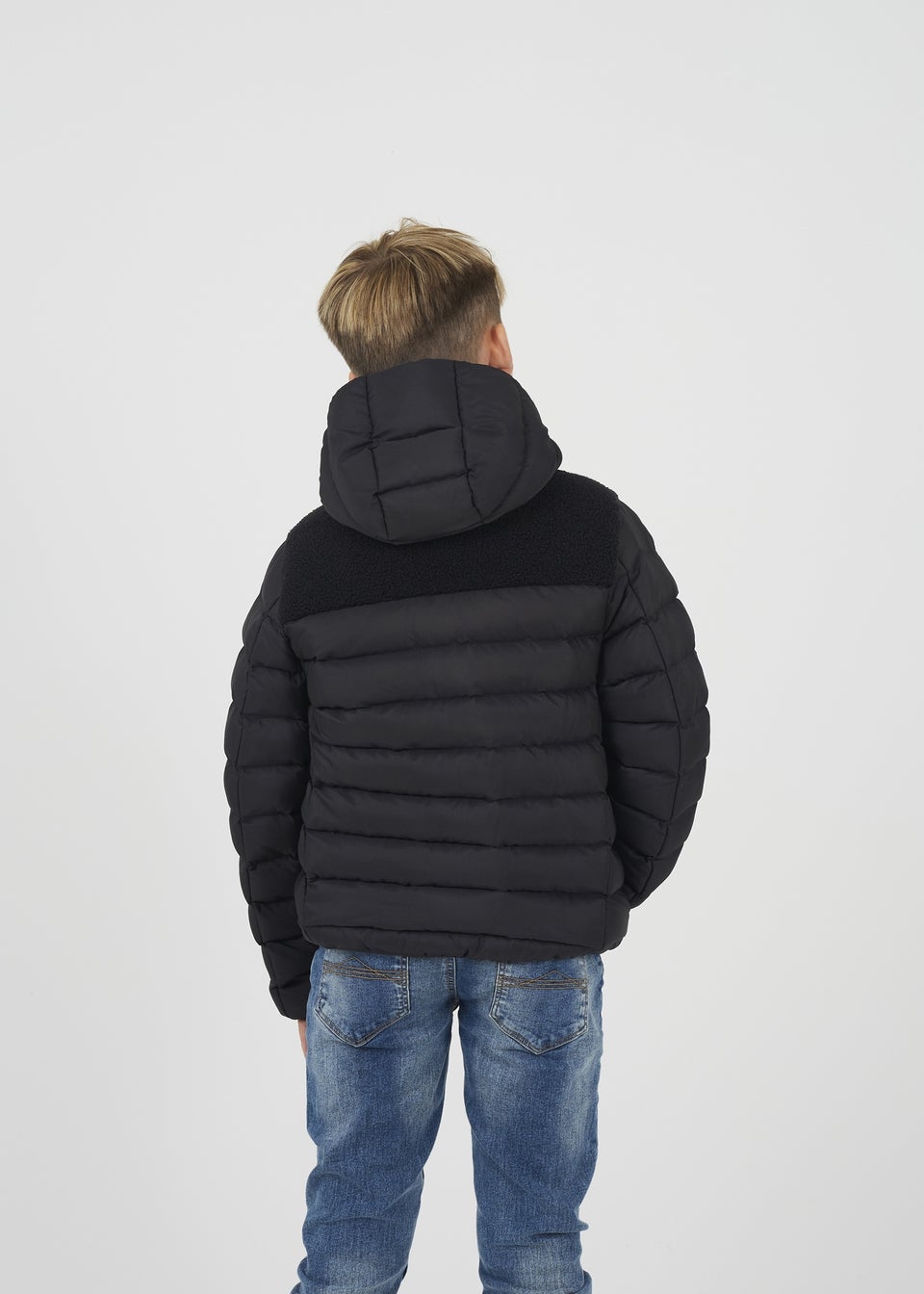 Brave Soul Black Borg Yoke Hooded Padded Jacket (7-13 yrs)