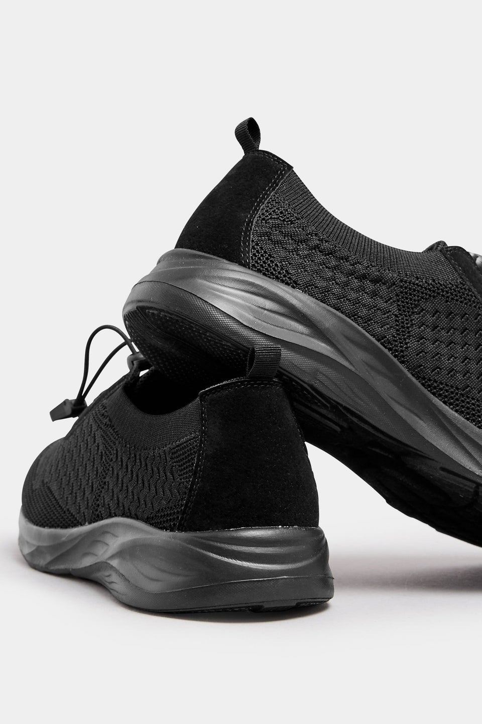 Yours Black Woven Drawcord Trainers In Extra Wide EEE Fit