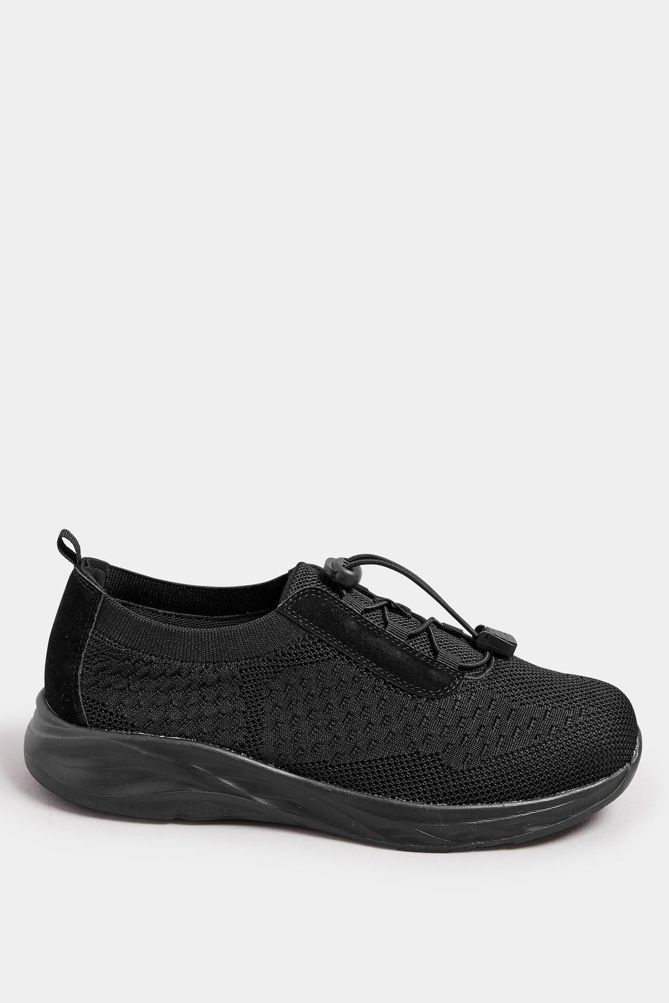 Yours Black Woven Drawcord Trainers In Extra Wide EEE Fit