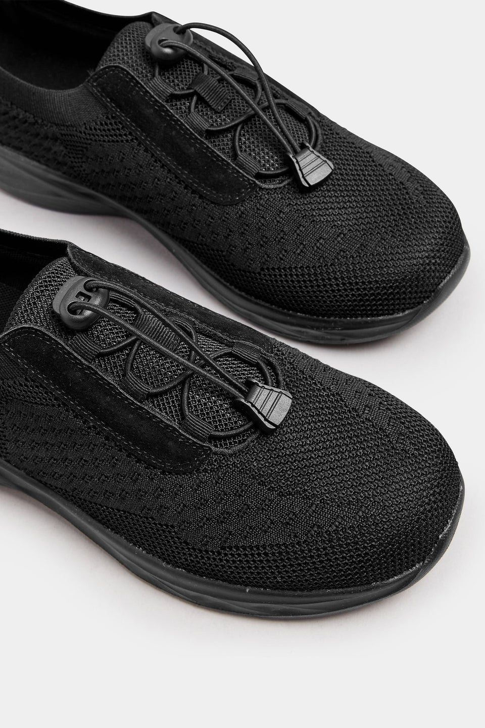 Yours Black Woven Drawcord Trainers In Extra Wide EEE Fit