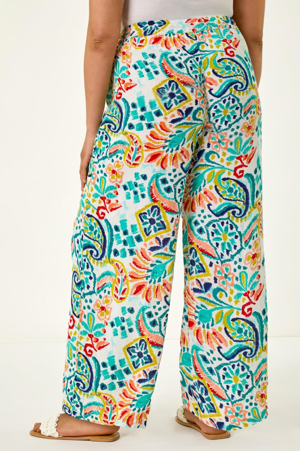 Roman Blue Curve Abstract Print Trousers