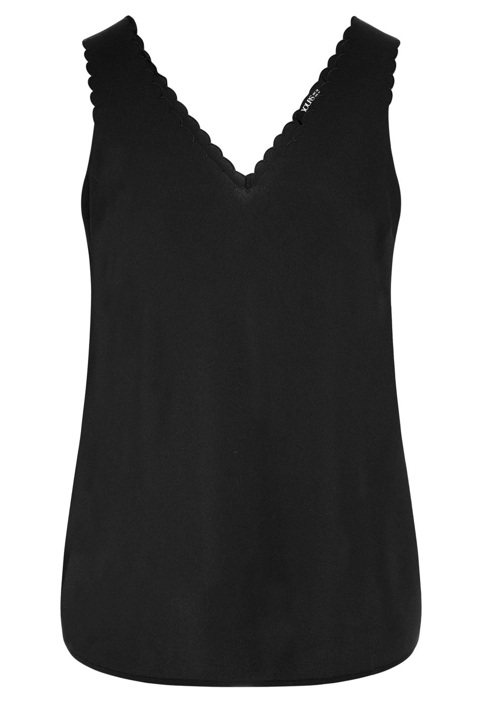 Yours Curve Black Scallop Trim Cami Top