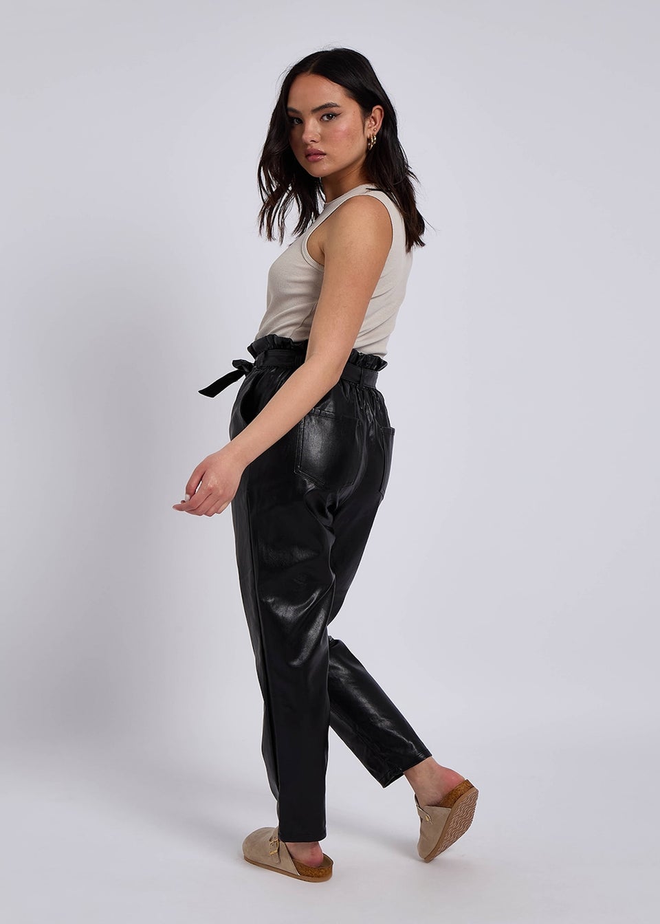 Urban Bliss Black Lexi PU Paperbag Pant