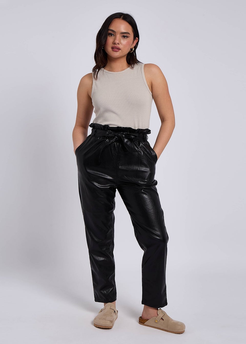 Urban Bliss Black Lexi PU Paperbag Pant