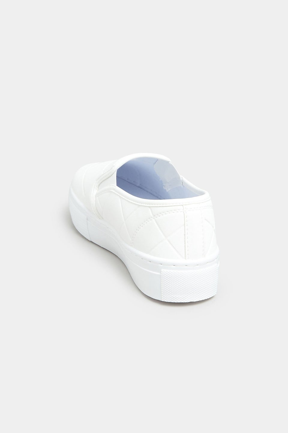 Yours White Quilted Slip-On Trainers In Extra Wide EEE Fit