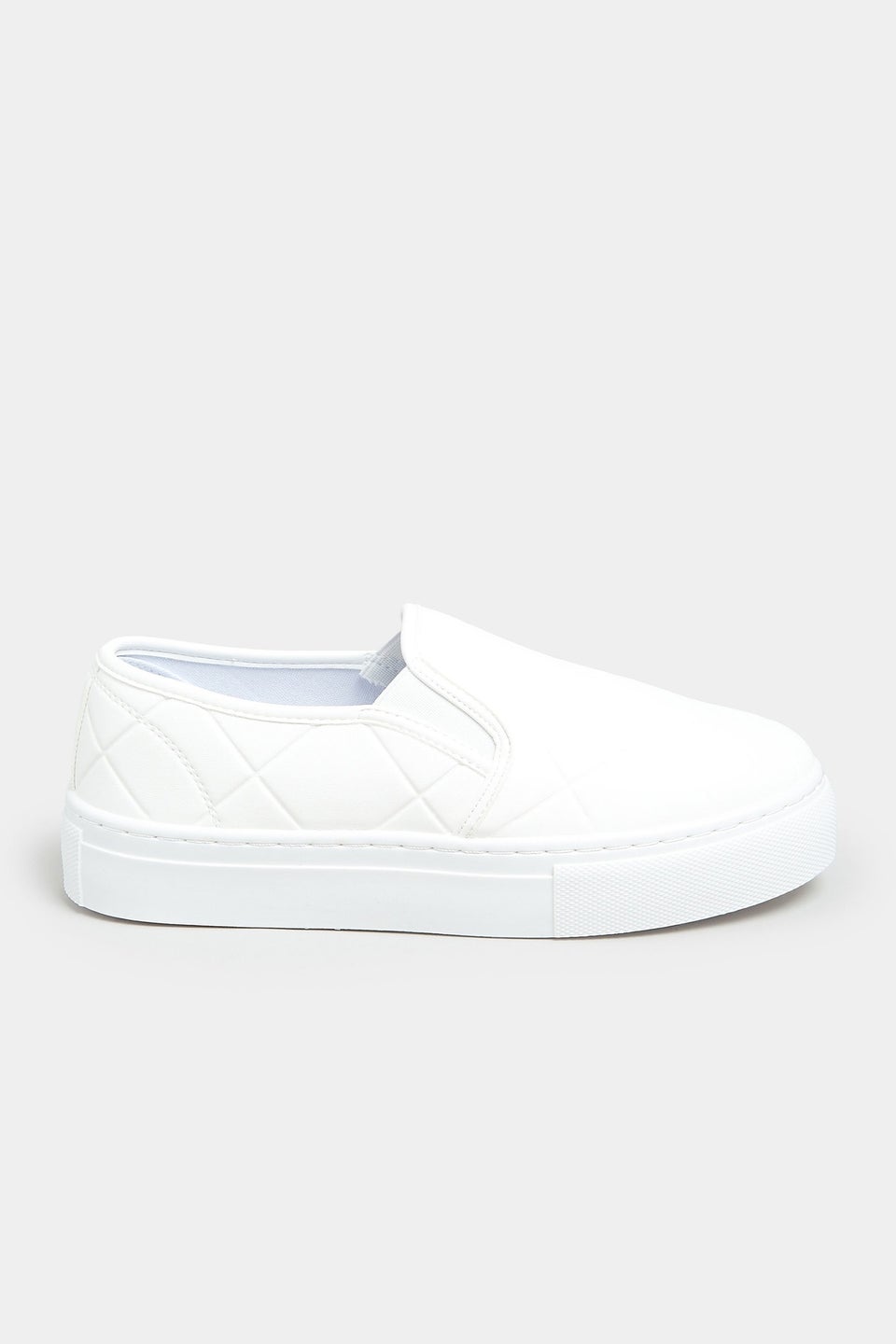 Yours White Quilted Slip-On Trainers In Extra Wide EEE Fit