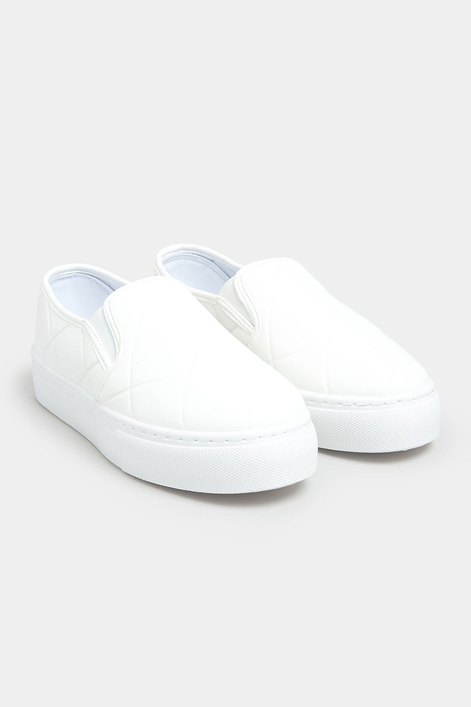Yours White Quilted Slip-On Trainers In Extra Wide EEE Fit