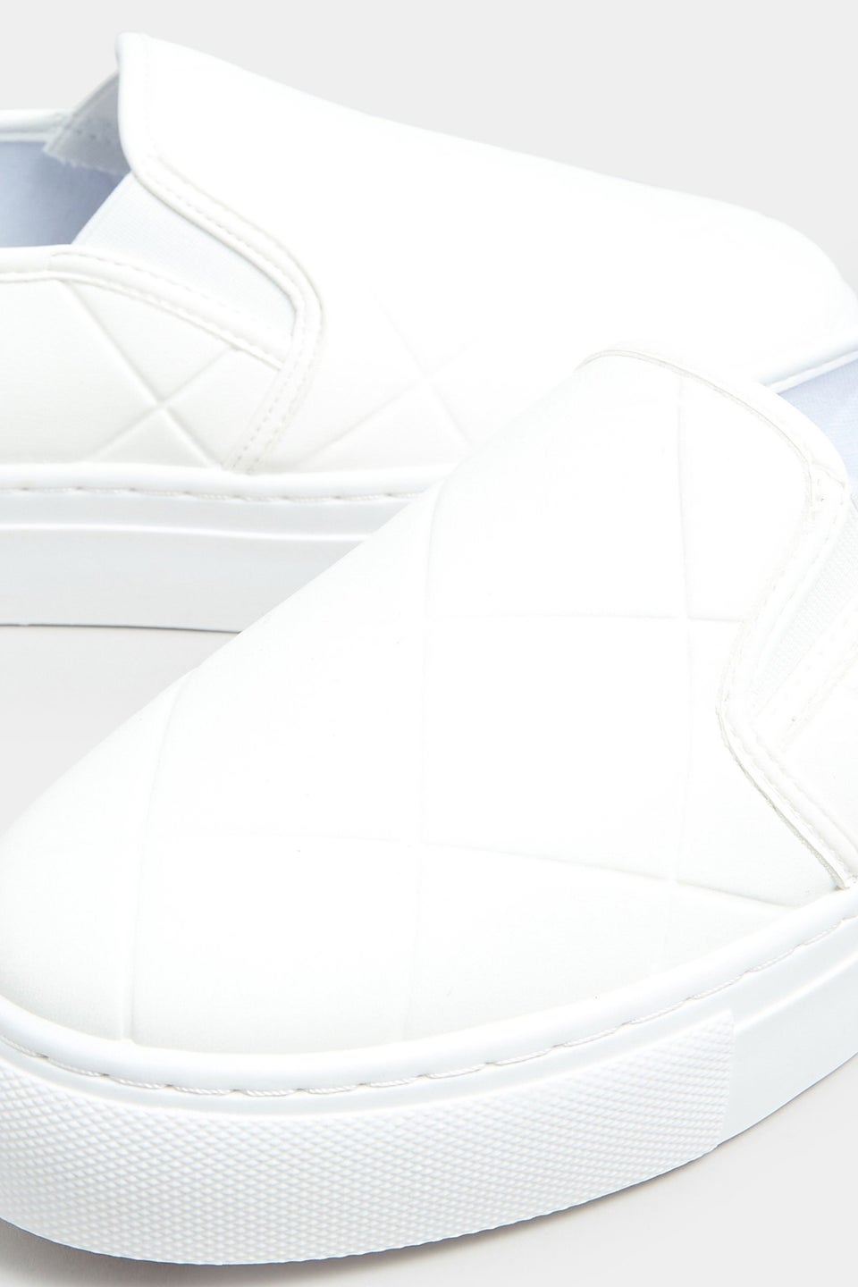 Yours White Quilted Slip-On Trainers In Extra Wide EEE Fit