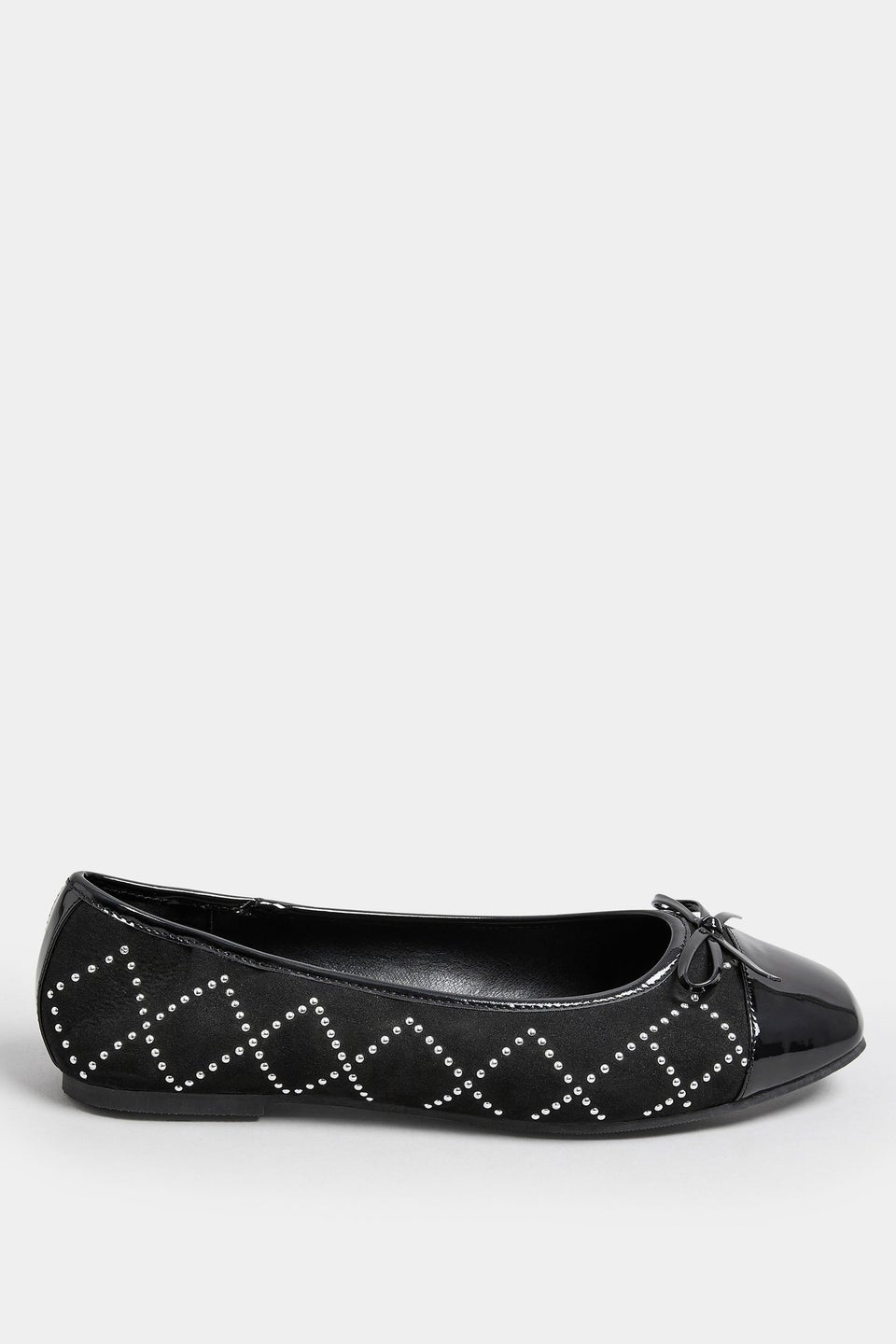 Yours Black Diamante Ballerina Pumps In Extra Wide EEE Fit