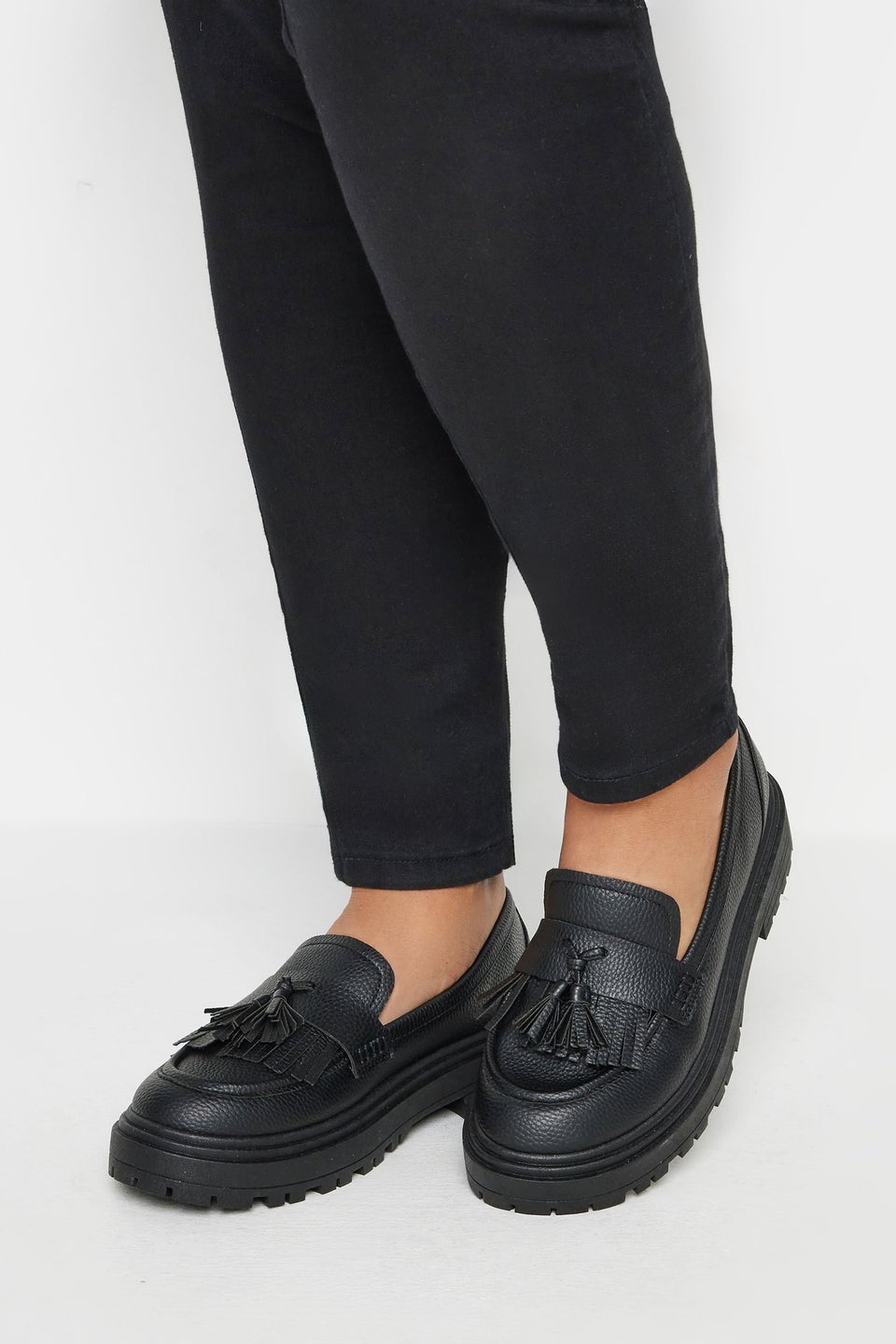 Yours Black Faux Leather Tassel Loafers In Extra Wide EEE Fit