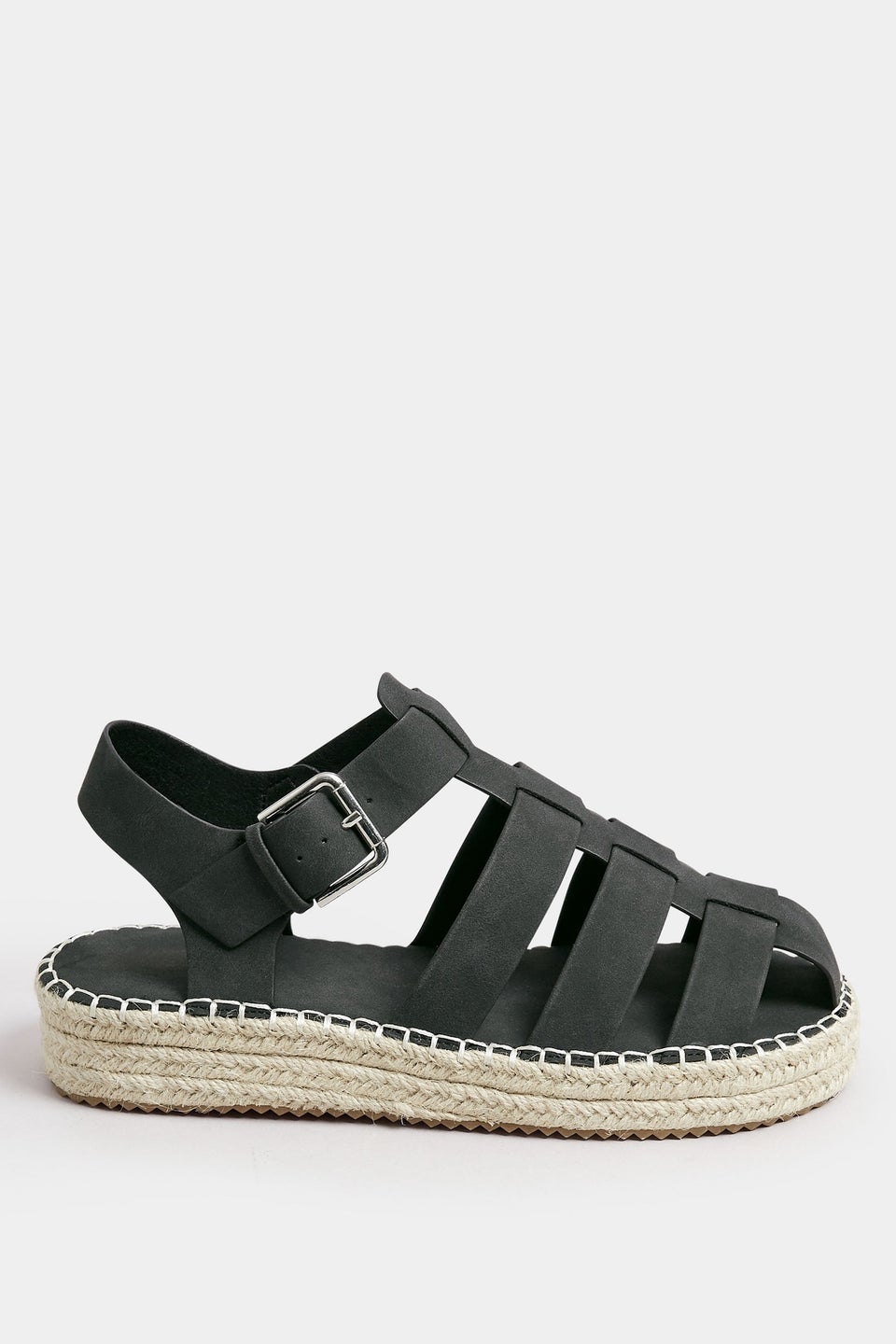 Yours Black Flatform Gladiator Espadrilles In Extra Wide EEE Fit