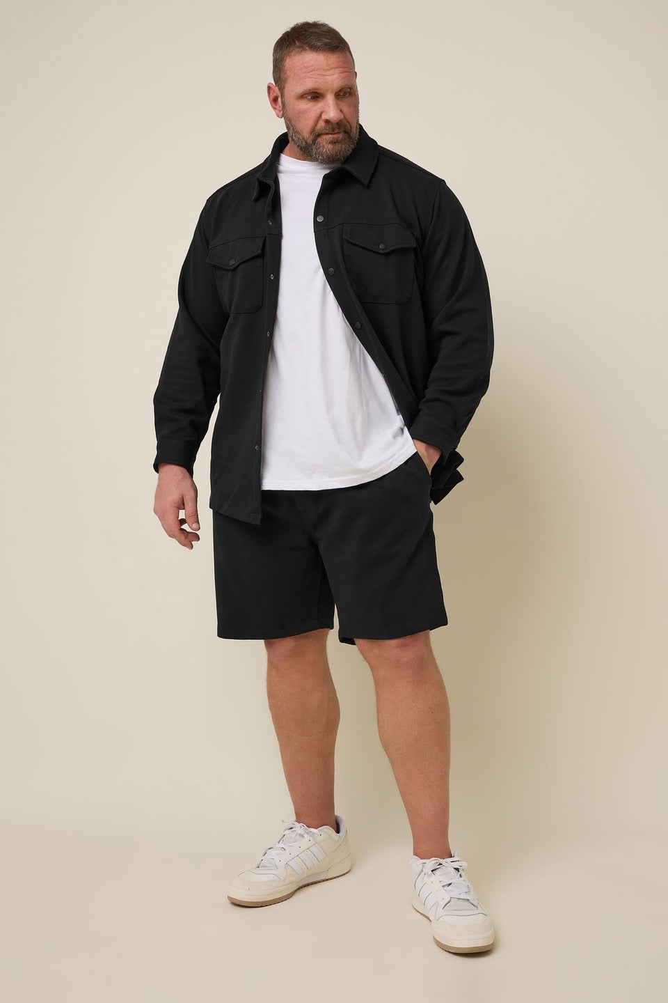 BadRhino Big & Tall Black Textured Jersey Shacket