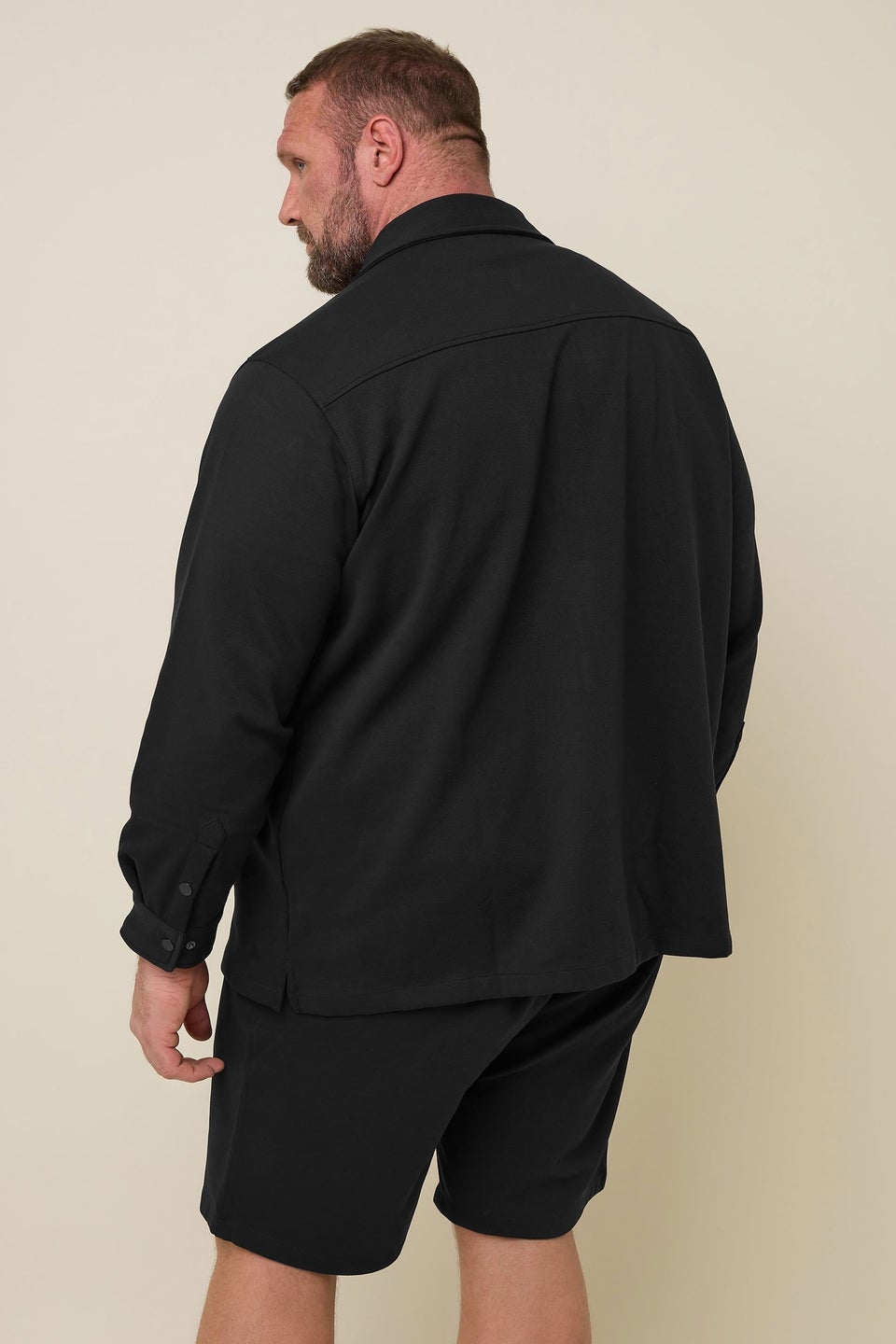 BadRhino Big & Tall Black Textured Jersey Shacket