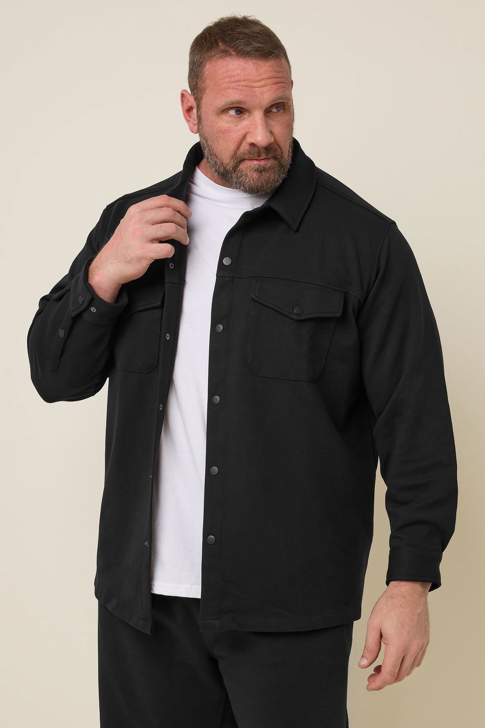 BadRhino Big & Tall Black Textured Jersey Shacket