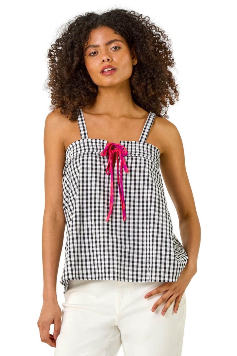 Dusk Black Mono Gingham Cami Top