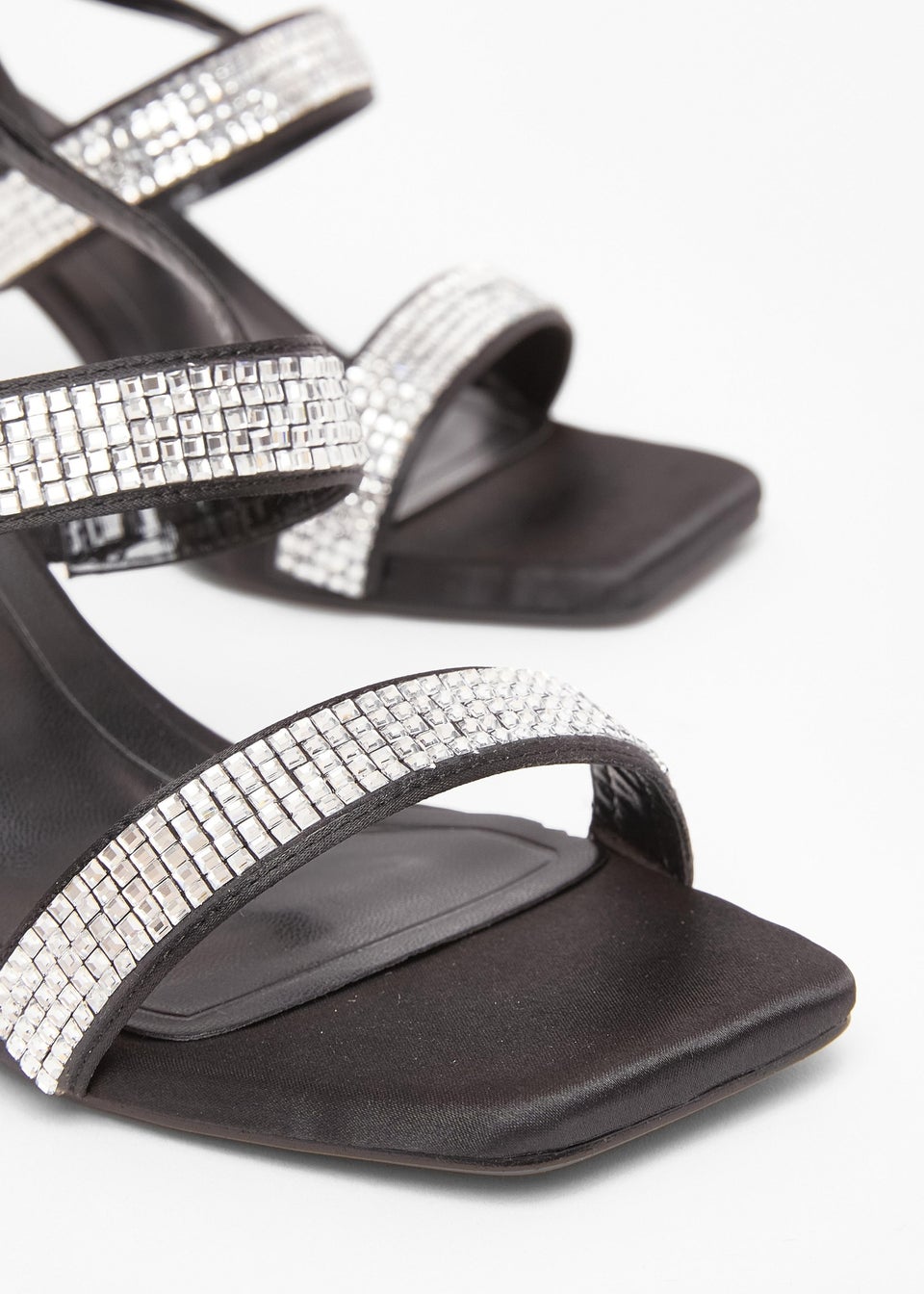 Quiz Black Wide Fit Diamante Heels