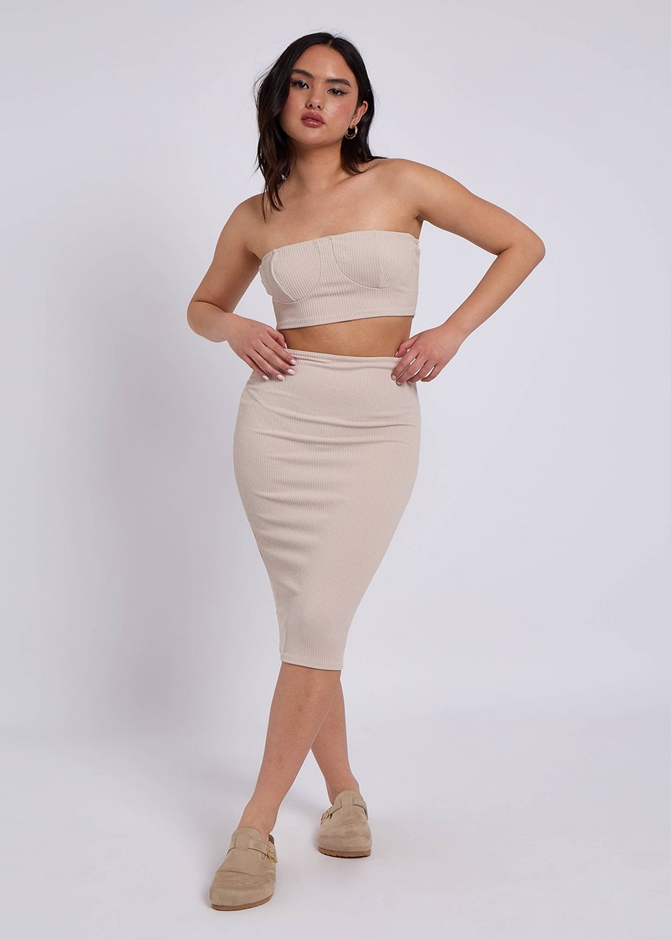 Urban Bliss Cream Cable Rib Co-ord Top