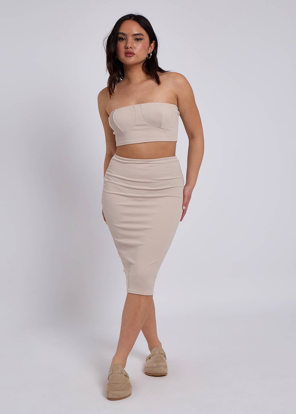 Urban Bliss Cream Cable Rib Co-ord Top