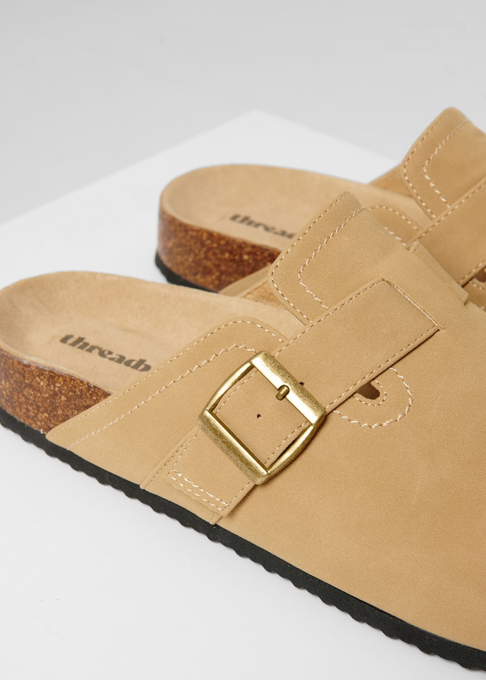 Threadbare Stone Faux Suede Mule Sandals