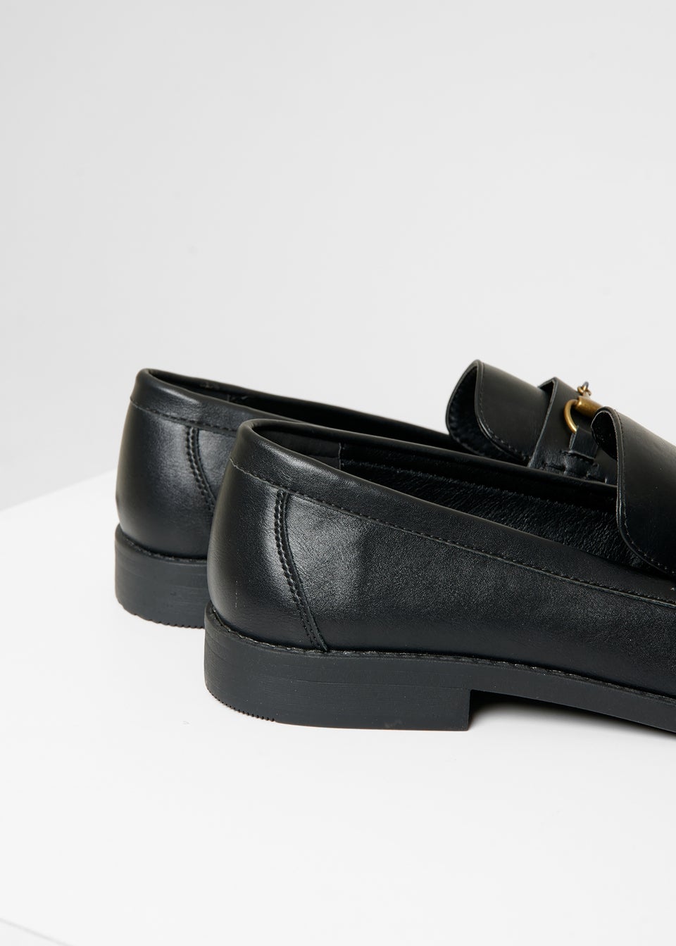 Threadbare Black Faux Leather Snaffle Loafers