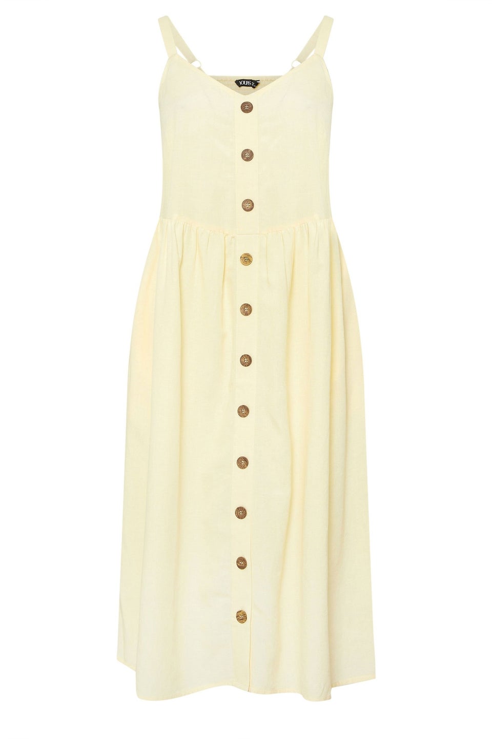 Yours Curve Butter Yellow Linen Strappy Sundress
