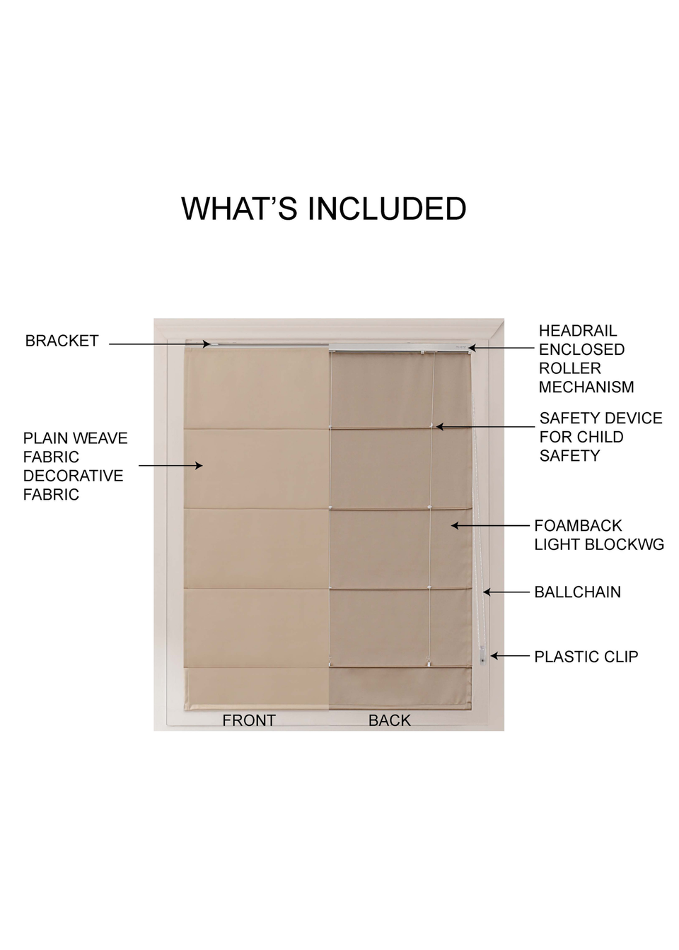 Little Black Book Natural Blackout Roman Blind