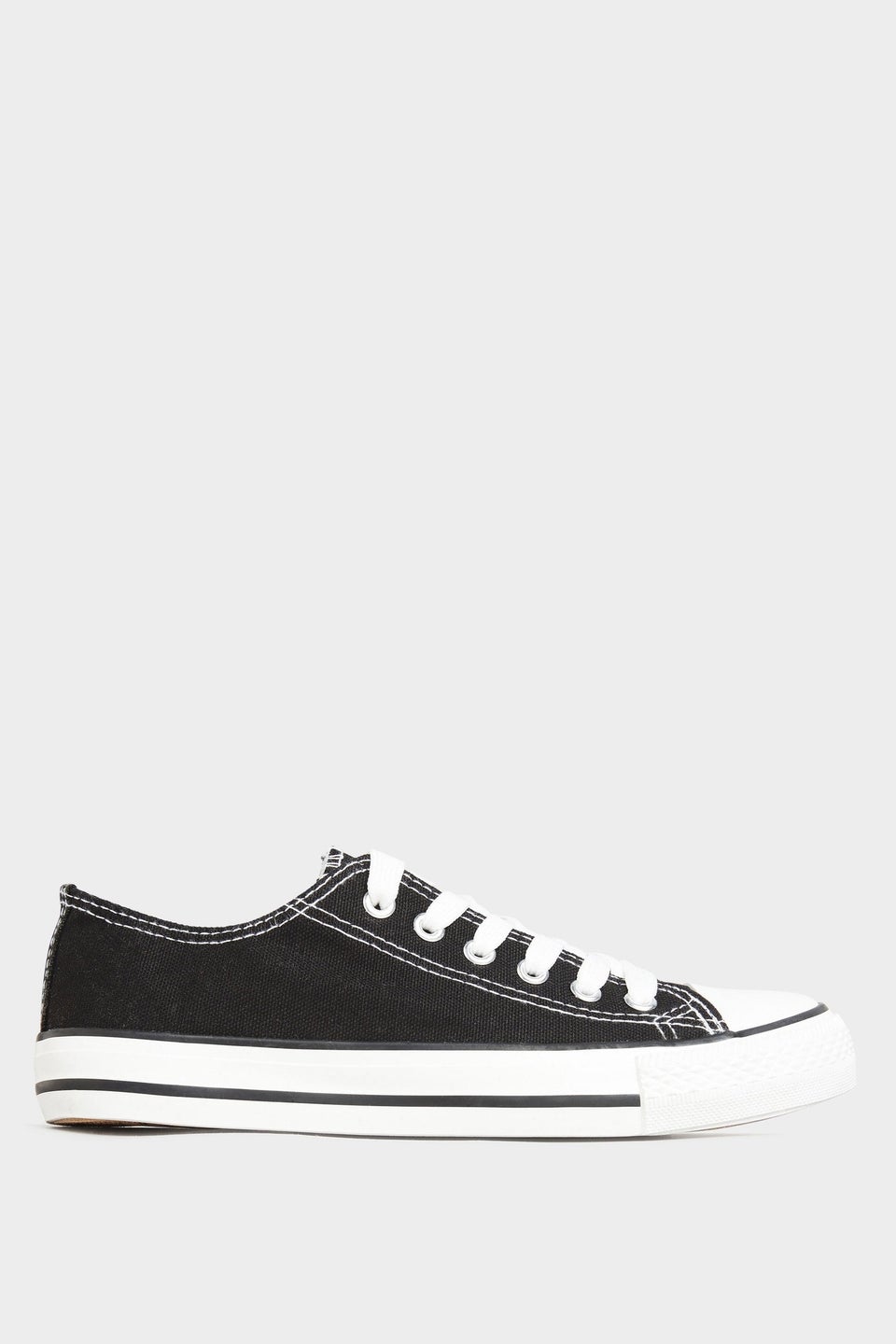 Yours Black Canvas Low Trainers In Wide Fit