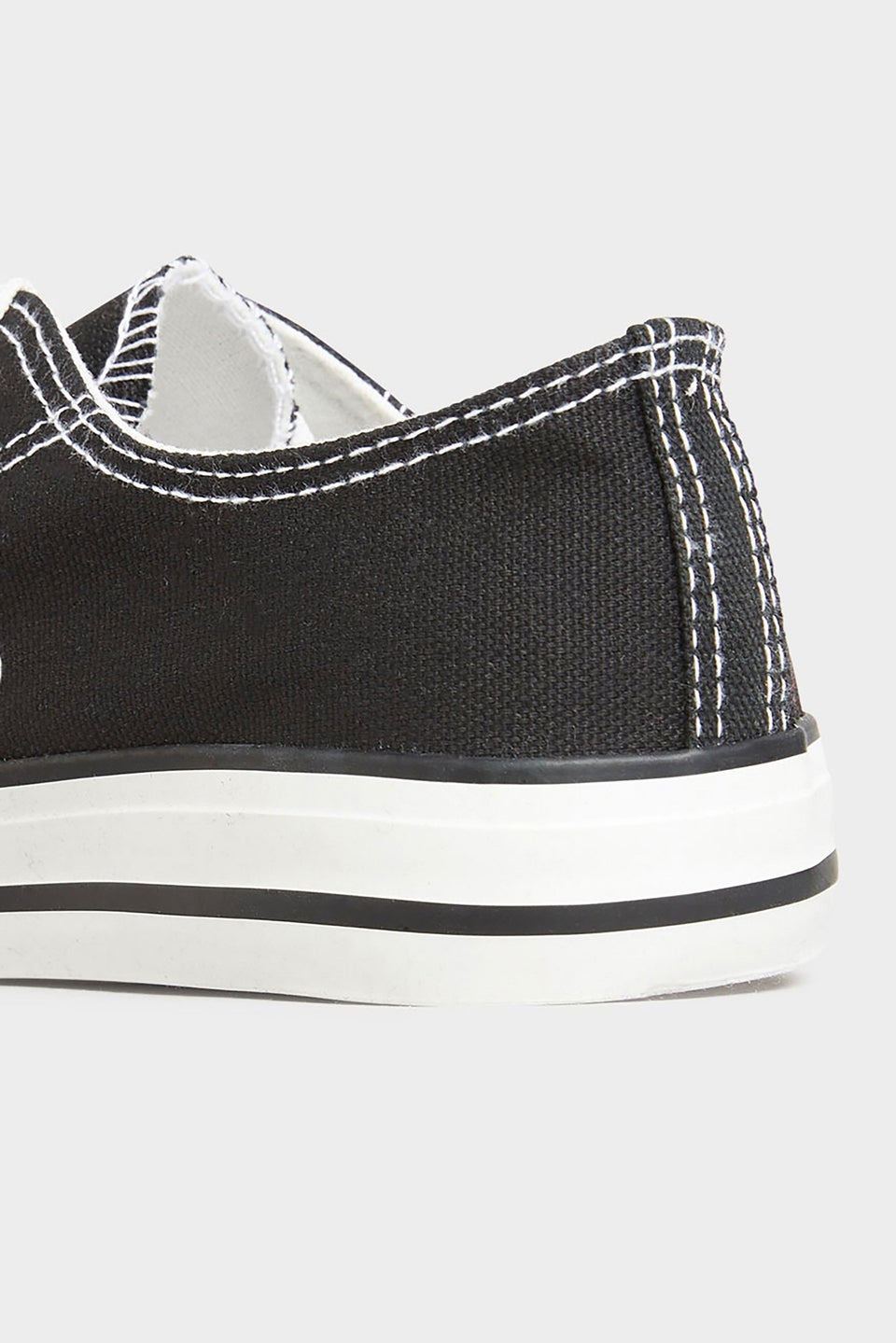 Yours Black Canvas Low Trainers In Wide Fit
