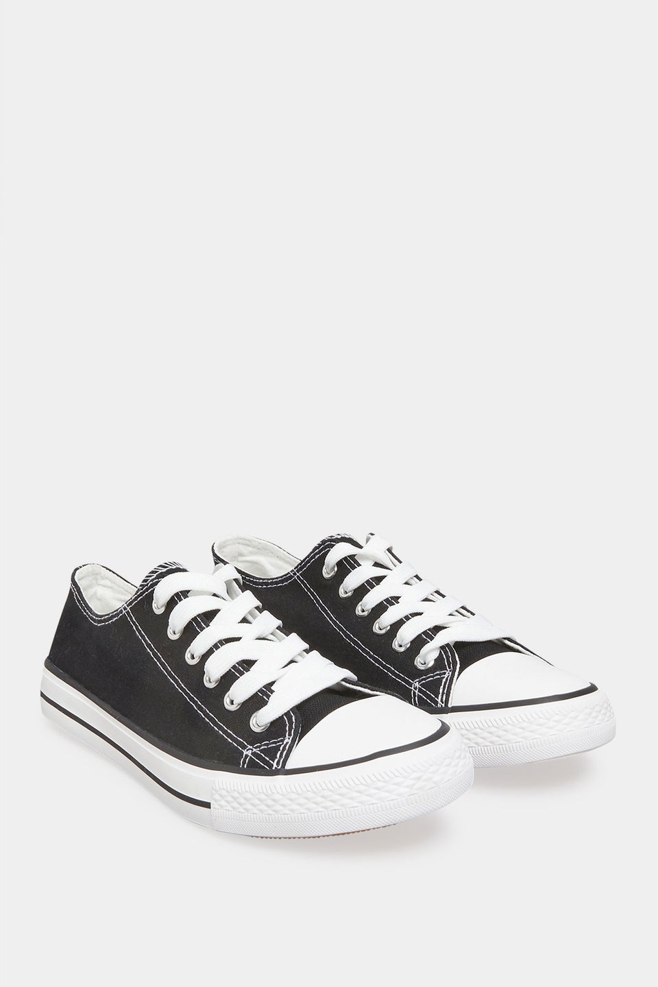 Yours Black Canvas Low Trainers In Wide Fit
