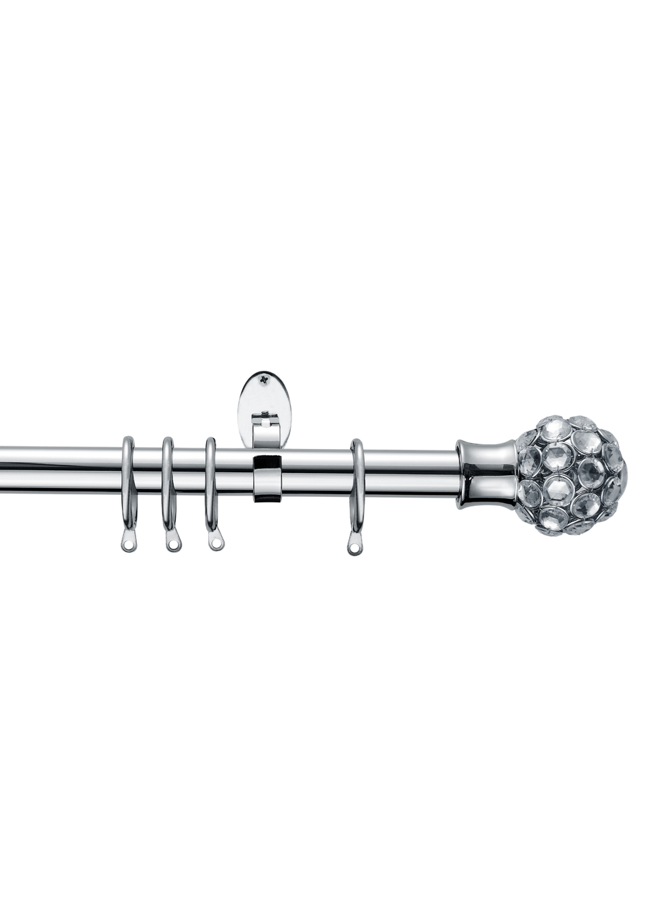 Little Black Book Chrome Extendable Jewelled Ball Curtain Pole