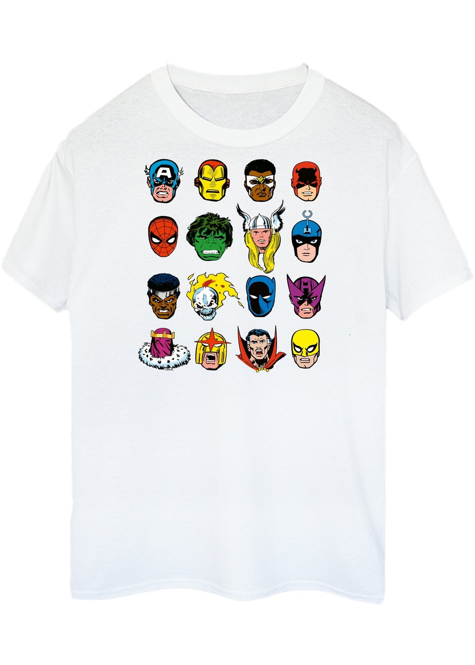 Marvel Comics Faces Men's White Graphic T-Shirt
