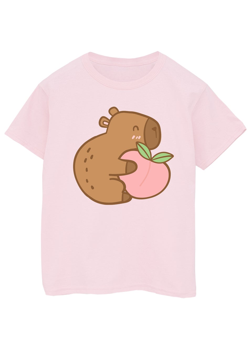 Brands In Capybara Peach Girls Baby Pink Graphic T-Shirt (3-13 Years)