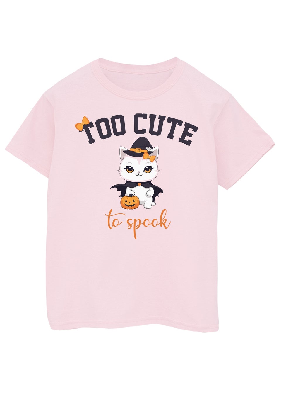 Brands In Halloween Too Cute To Spook Girls Baby Pink Graphic T-Shirt (3-13 Years)