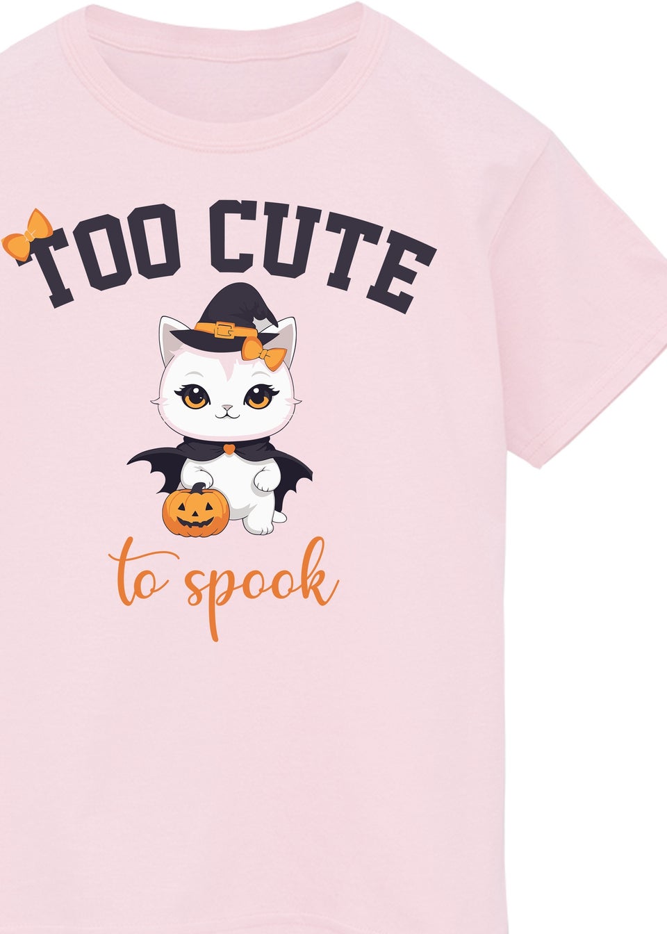 Brands In Halloween Too Cute To Spook Girls Baby Pink Graphic T-Shirt (3-13 Years)